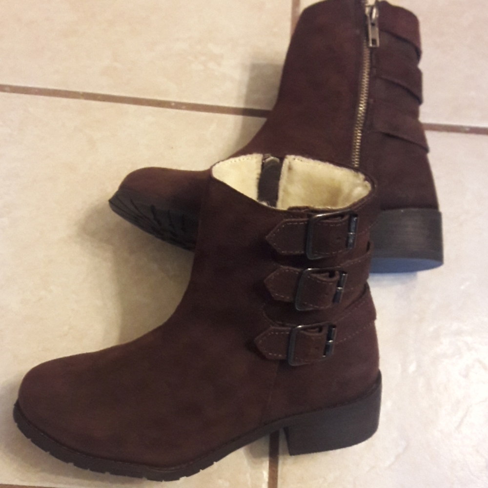 Boo Roo/ Brown Suede/Wool Lined / Moto Boots